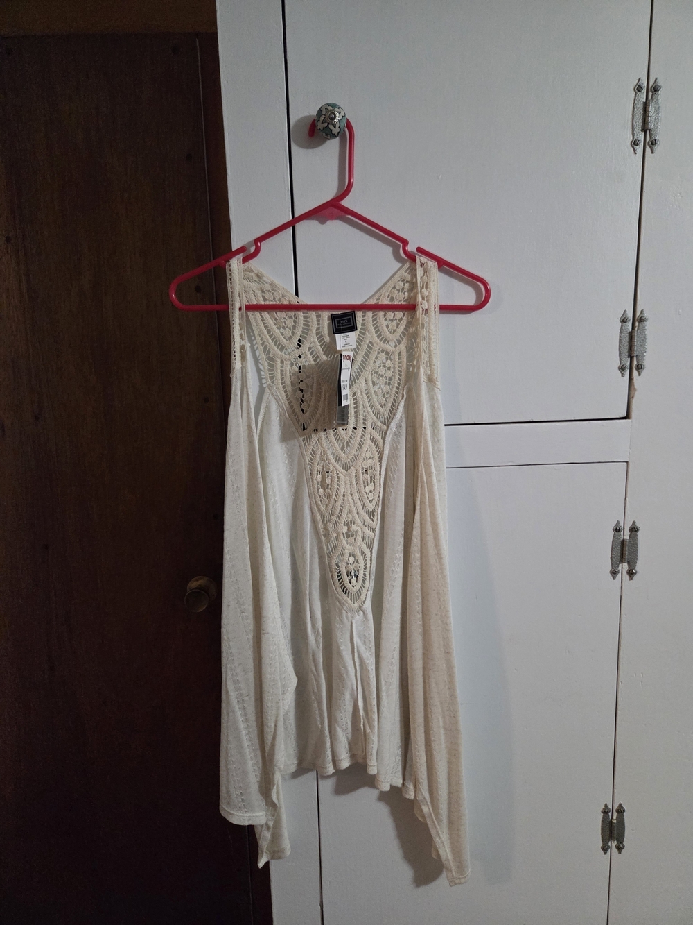 T.J.Maxx Cream Crochet Overlay Tank